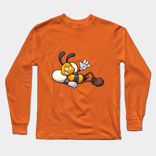 Laying Cartoon Bee Long Sleeve T-Shirt by TheMaskedTooner